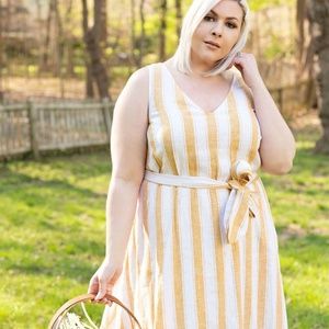 Striped Yellow and White Sleeveless Dress
